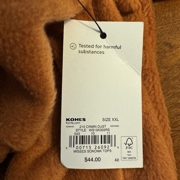 Sonoma NWT XXL Brown w/Pink Trim 1/4 Button Front Mockneck Sweater - Picture 3 of 5